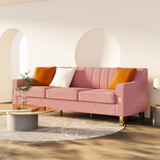 FX-P85-3S-PK (3 SEATS SOFA) Luxury pink Velvet Sofa with Gold Accents - Modern 3-Seat Couch with Plush Cushions, Perfect for Living Room and Office Decor P-W576134018