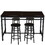 5-piece rural kitchen table with four bar stools, metal frame and MDF, black W57862598