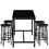 5-piece rural kitchen table with four bar stools, metal frame and MDF, black W57862598