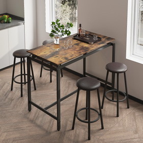 5-Piece Kitchen Counter Height Table Set, Bar Table with 4 Stools W57863979