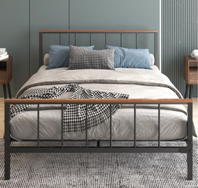 Metal Platform Bed frame with Headboard and Footboard,Sturdy Metal Frame, No Box Spring Needed(Full) W57868844