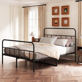 Metal Platform Bed frame with Headboard, Sturdy Metal Frame, No Box Spring Needed(Queen) W578P147731