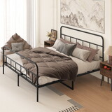 Metal Platform Bed frame with Headboard, Sturdy Metal Frame, No Box Spring Needed(King) W578P147732