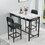 Kitchen Table Set, Dining Table and Chairs for 2, 3 Piece Dining Room Table Set with 2 Upholstered Chairs, Bar Dining Table Set for Small Spaces, Apartment, Breakfast, Pub, Rustic Black