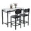 Kitchen Table Set, Dining Table and Chairs for 2, 3 Piece Dining Room Table Set with 2 Upholstered Chairs, Bar Dining Table Set for Small Spaces, Apartment, Breakfast, Pub, Rustic Black