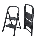 2 Step Ladder, Step Stool for Adults, Folding Step Stool with Wide Anti-Slip Pedal, Sturdy Steel Ladder