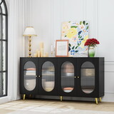 Modern Accent Sideboard Cabinet with Acrylic Doors, Freestanding Storage Cupboard Console Table for Kitchen Dining Living Room Hallway Office, Black W578P186749