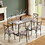 7 Pieces Dining Set 7-Piece Kitchen Table Set with Marble Top, 6 Durable Chairs Perfect for Kitchen, Breakfast Nook, Living Room Occasions W578S00007
