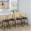 Rattan Bar Stool, Indoor Leather Bar Stools Set of 4, Counter Height Bar Stools with Metal Leg & Rattan Backrest, Armless Dining Room Chairs for Kitchens Island W578S00010