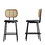 Rattan Bar Stool, Indoor Leather Bar Stools Set of 4, Counter Height Bar Stools with Metal Leg & Rattan Backrest, Armless Dining Room Chairs for Kitchens Island W578S00010