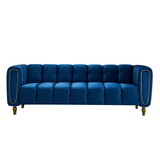 Modern Velvet Sofa 83.07 inch for Living Room Blue Color W579107804