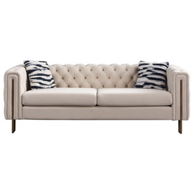 Chesterfield Modern Tufted Velvet Living Room Sofa, 84.25"W Couch,Cream W57947393