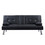 Black Faux Leather Loveseat Sofa Bed with Cup Holders, Convertible Folding Sleeper Couch Bed . W58834770