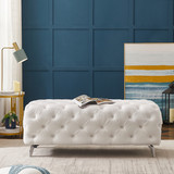 Button-Tufted Ottoman Bench, Upholstered Velvet Footrest Stool Accent Bench for Entryway Living Room Bedroom. W58839780