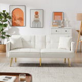 White Velvet Sofa Bed W58849088