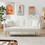 Cream White Velvet Futon Sofa Bed with Gold Metal Legs W58849088