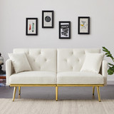 White Velvet Sofa Bed W58849090