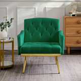 Green Velvet Armchair with Metal Legs W58852196