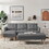 GREY Sectional Sofa Bed, L-shape Sofa Chaise Lounge with Ottoman Bench W588S00073