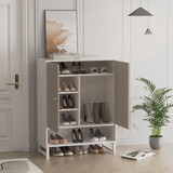Shoe Cabinet with Doors, 6-Tier Shoe Storage Cabinet with Shelves, Wooden Shoes Rack Shoe Storage Organizer for Entryway, Hallway, Closet, Living Room, White W636P168036