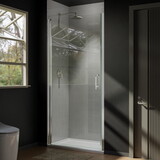 36 in. to 37-3/8 in. x 72 in Semi-Frameless Pivot Shower Door in Chrome with Clear Glass W637101090