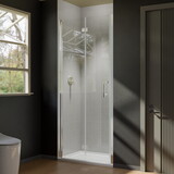 32 to 33-3/8 in. W x 72 in. H Bi-Fold Semi-Frameless Shower Doors in Chrome with Clear Glass W637109874