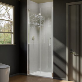 32 to 33-3/8 in. W x 72 in. H Bi-Fold Semi-Frameless Shower Doors in Chrome with Clear Glass W637109874