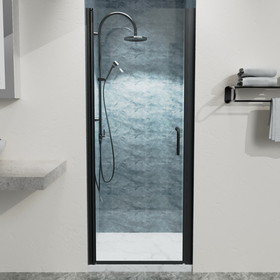 30 in. to 31-3/8 in. x 72 in. Semi-Frameless Pivot Shower Door in Matte Black with Clear Glass W63777027