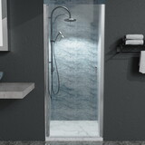 32 in. to 33-3/8 in. x 72 in Semi-Frameless Pivot Shower Door in Chrome with Clear Glass W63777030