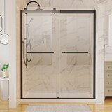 60 in. W x 74 in. H Shower Door in Matte Black with 5/16 in. (8 mm) Clear Glass W637P189749