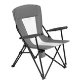 Steel folding Mesh Quad Camping Chair, with Cup Holder, & Carry Bag; Grey