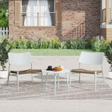Aluminium 3 Piece Patio Set Bistro Table and Chairs Set, Backyard, Garden, Living Room, White