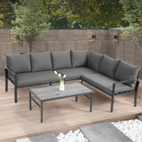 Grand patio 4-Piece Wicker Patio Furniture Set, All-Weather Outdoor Conversation Set Sectional Sofa with Water Resistant Beige Thick Cushions and Coffee Table W640S00037