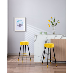 Counter Height Bar Stools Set of 2, Velvet Kitchen Stools Upholstered Dining Chair Stools 24 inches Height with Golden Footrest for Kitchen Island Coffee Shop Bar Home Balcony W64138773