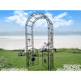 Metal Garden Arch with doors Garden Arbor Trellis Climbing Plants Support Arch Outdoor Arch Wedding Arch Party Events Archway Black W656127047