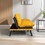 Convertible Sofa Bed Loveseat Futon Bed Breathable Adjustable Lounge Couch with Metal Legs,Futon Sets for Compact Living Space Chenille-Yellow W676104338