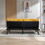 Convertible Sofa Bed Loveseat Futon Bed Breathable Adjustable Lounge Couch with Metal Legs,Futon Sets for Compact Living Space Chenille-Yellow W676104338