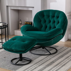 Accent Chair TV Chair Living Room Chair with Ottoman-Green W67632622