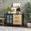 DRESSER CABINET BAR CABINET storge cabinet Glass door side cabinet lockersEmbedded metal handle can be placed in the living room, bedroom, dining room, black+brown W679104819