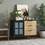 DRESSER CABINET BAR CABINET storge cabinet Glass door side cabinet lockersEmbedded metal handle can be placed in the living room, bedroom, dining room, black+brown W679104819