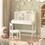 Modern classic desk, children's desk, solid wood desk, bedroom boy and girl family desk and chair set, compact, multi-space available, multi-color optional, color:white W679126463