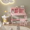 W679126465 Pink+Solid Wood+MDF+Light Brown+Desk and Chair Set+Study