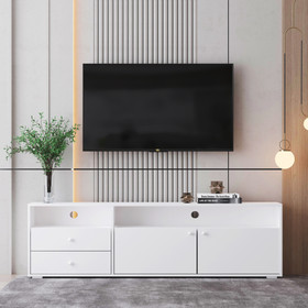 62.99 inch Style Multi-Storage Space White Slide Rail TV Cabinet W67942997