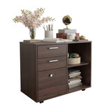 Drawer Wood File Cabinet with Coded Lock, Mobile Lateral Filing Cabinet, Printer Stand with Open Storage Shelves for Home Office, Popular Wood Grain W67943147