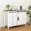 Drawer dresser cabinet,Sideboard,bar cabinet,Buffet server console,table storge cabinets,Slide the barn door,four drawers,Metal handle,for Dining Room,Living Room,bedroom,Kitchen Hallway,Brown +white