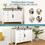 Drawer dresser cabinet,Sideboard,bar cabinet,Buffet server console,table storge cabinets,Slide the barn door,four drawers,Metal handle,for Dining Room,Living Room,bedroom,Kitchen Hallway,Brown +white