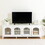 71-inchstylish TV cabinet Entertainment Center TV stand, TV ConsoleTable, Media Console, solidwood frame, Changhong glass door, Metal handle, antique white W679P144771
