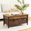 Metal coffee table, desk, with a lifting table, and hidden storage space.There were two removable wicker baskets that could be placed in any space, color: brown with fire wood grain W679P147860