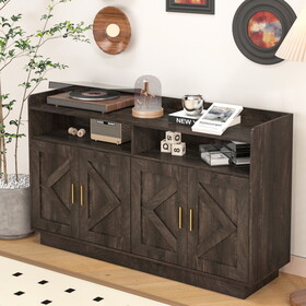 Dresser cabinet,barcabinet,Buffet Sideboard Storage Cabinet,Buffet Server Console Tablestorge cabinetsolid,for Dining Room,Living Room,KitchenHallway,Shaped door panels, gold metal handle,Color: brown