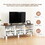 TV stand, TV cabinet, American country style TV lockers, The toughened glass door panel, Metal handles, birch legs, Turn down the drawer, color:white+Gray W679P163726
